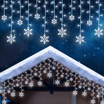 Cortina LED de Natal para exterior, 224 LEDs, 3,5 x 0,75 m, IP44, branco frio