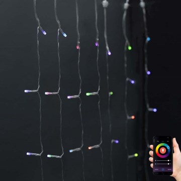 Cortina LED RGB 180 LEDs/7 funções 6 m IP65 Wi-Fi Tuya