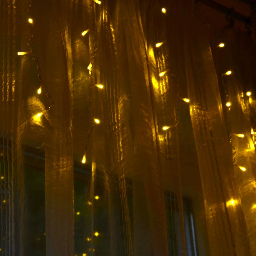 Cortina luminosa LED ESTELLA, 47 LEDs / 8 funções, 3,5 m, branco quente