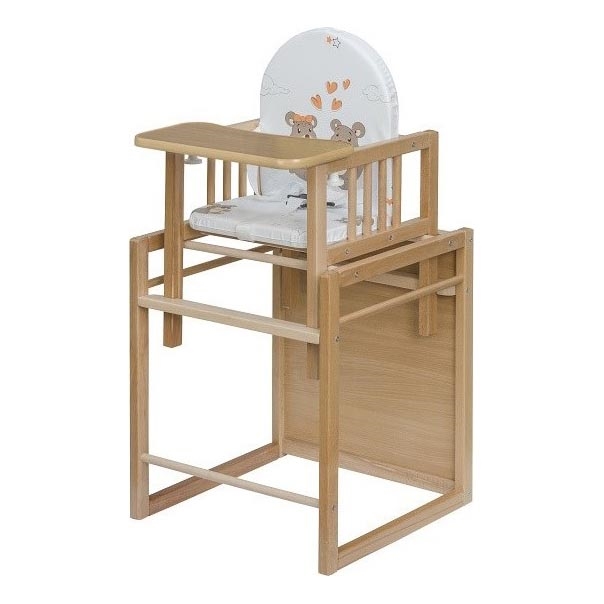 COSING - Cadeira de alimentação infantil 2 em 1 Viktoria faia/branca