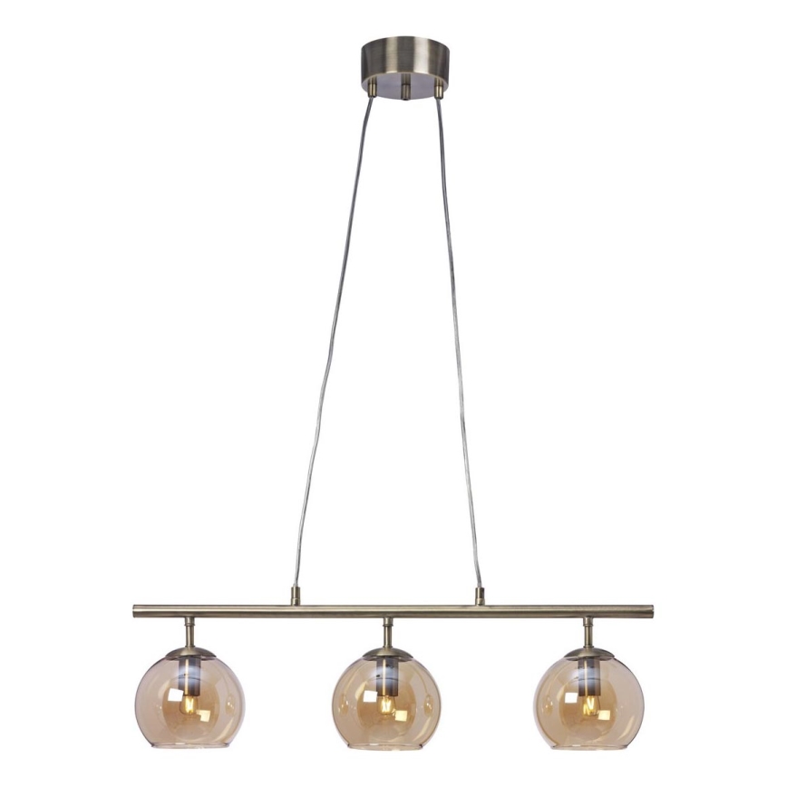 Cottex - Lustre suspenso com cabo CAPELLA 3xE14/40W/230V fumado/castanho