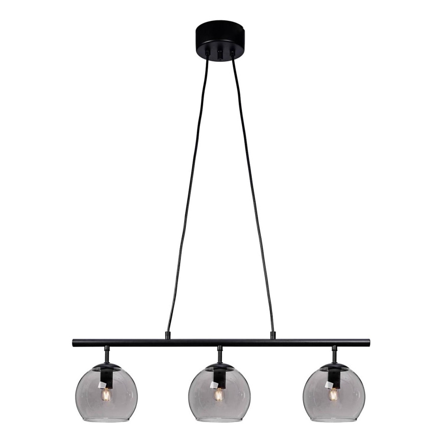 Cottex - Lustre suspenso por cabo CAPELLA 3xE14/40W/230V fumê/preto