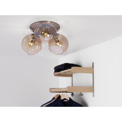 Cottex - Candeeiro de tecto CAPELLA 3xE14/40W/230V Ø 37 cm fumado/castanho