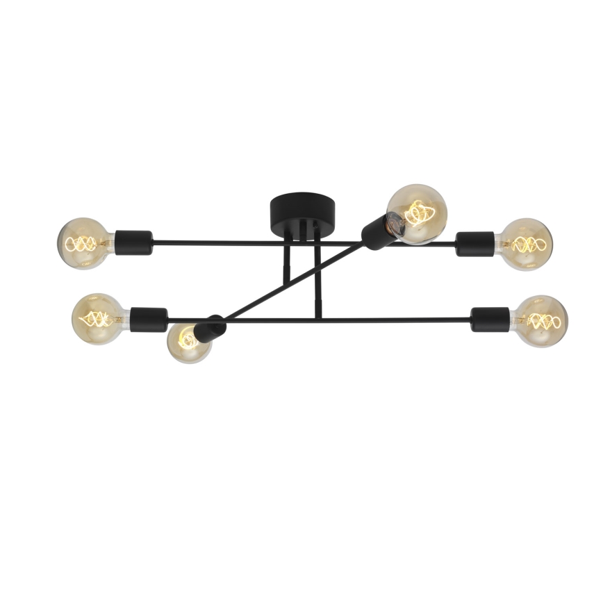 Cottex - Lustre de tecto de montagem em superfície BATON 6xE27/60W/230V preto