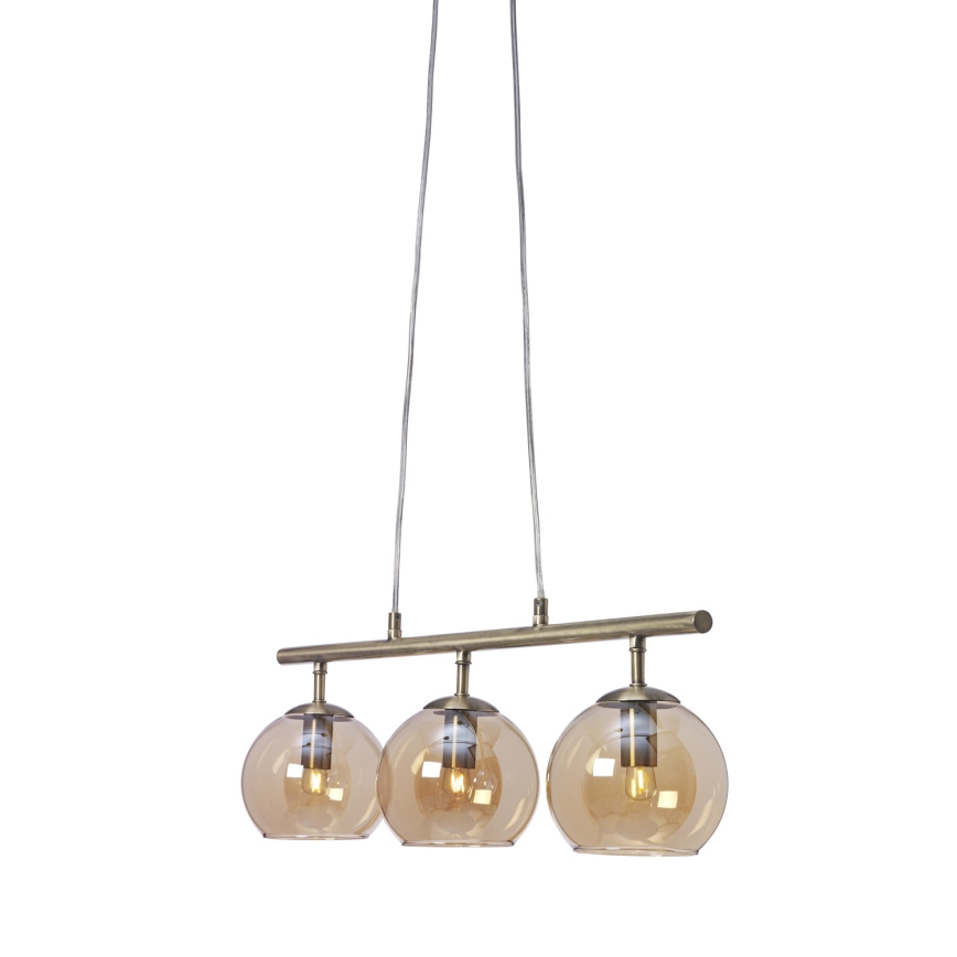 Cottex - Lustre suspenso com cabo CAPELLA 3xE14/40W/230V fumado/castanho