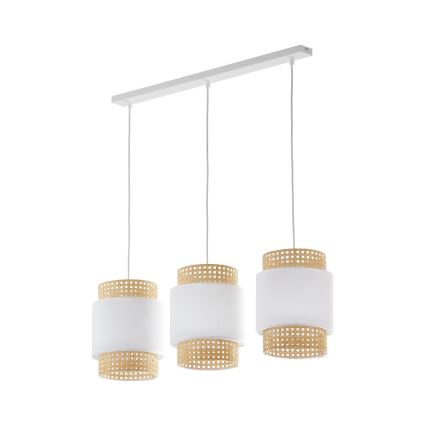Cúpula de substituição para candeeiro de mesa e lustre BOHO E27, diâmetro 20 cm, rattan/branco