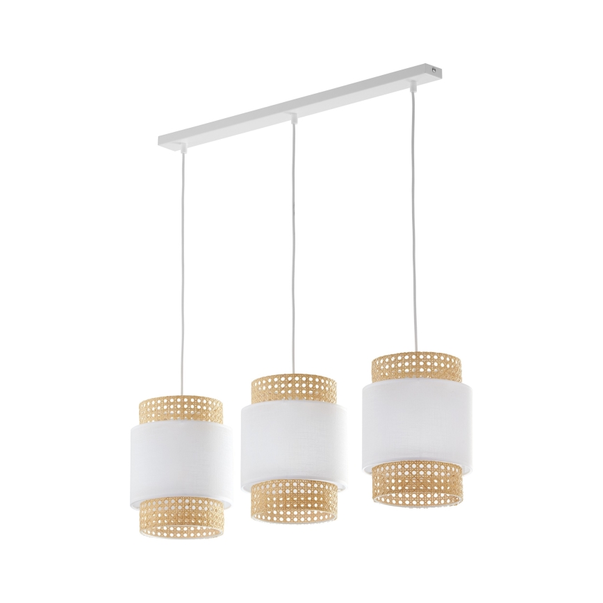 Cúpula de substituição para candeeiro de mesa e lustre BOHO E27, diâmetro 20 cm, rattan/branco