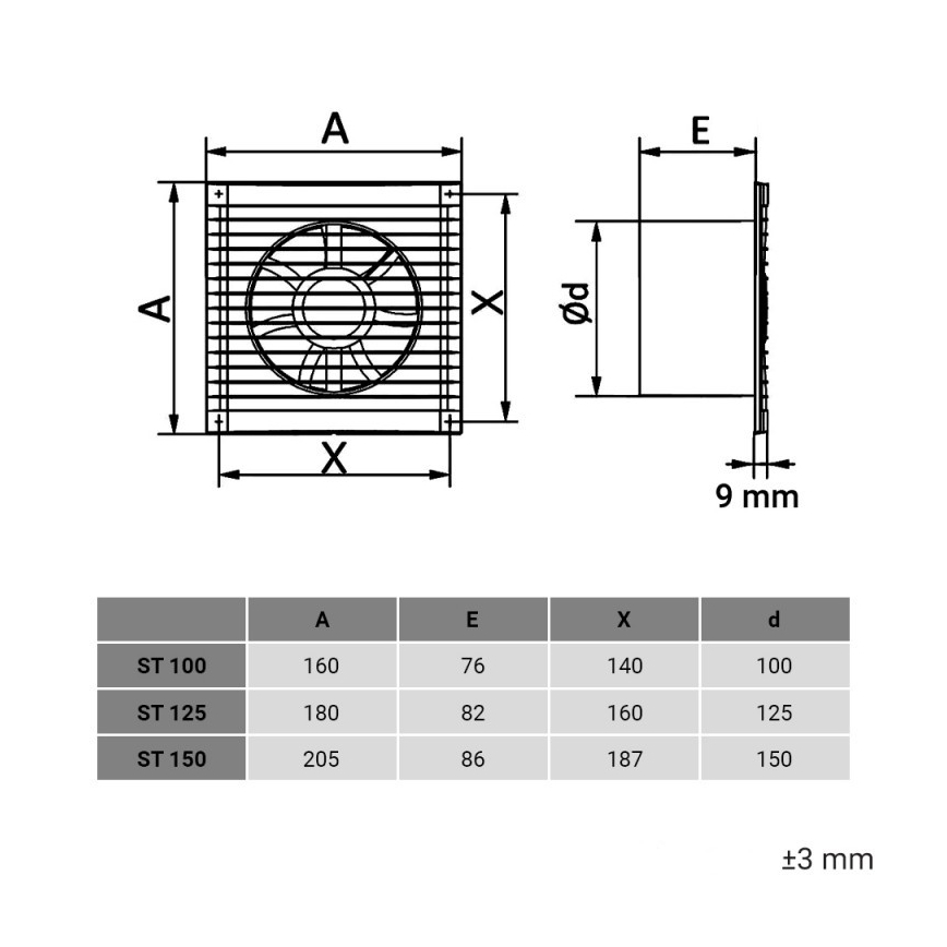 Dalap 1210 - Ventilador axial com grade de proteção 100 ST 14W/230V