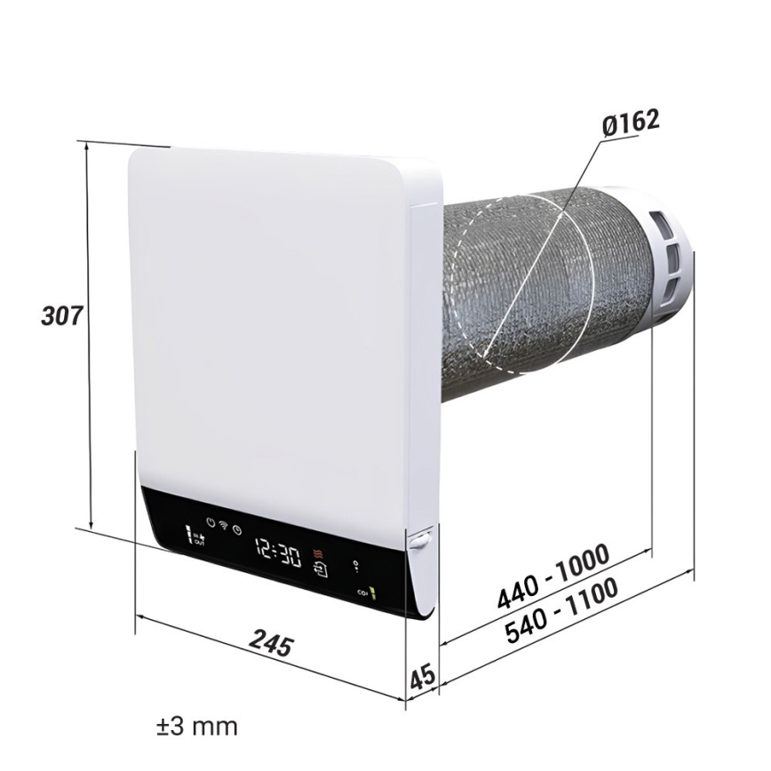 Dalap 25BP160 - Unidade de recuperação de ar para ambientes BRISE 160 PROFI 22W/230V Wi-Fi + controlo remoto