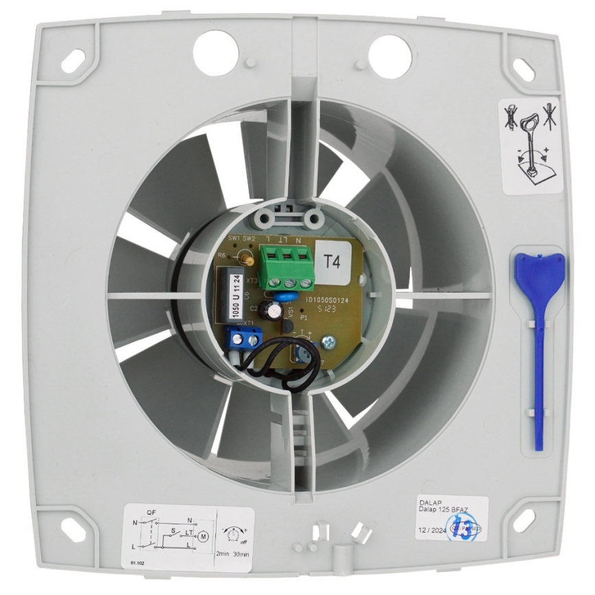 Dalap 41016 - Ventilador axial com temporizador 100 BFAZ 16W/230V