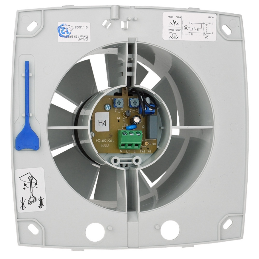Dalap 41017 - Ventilador axial com temporizador e sensor de humidade 100 BFAZW 16W/230V