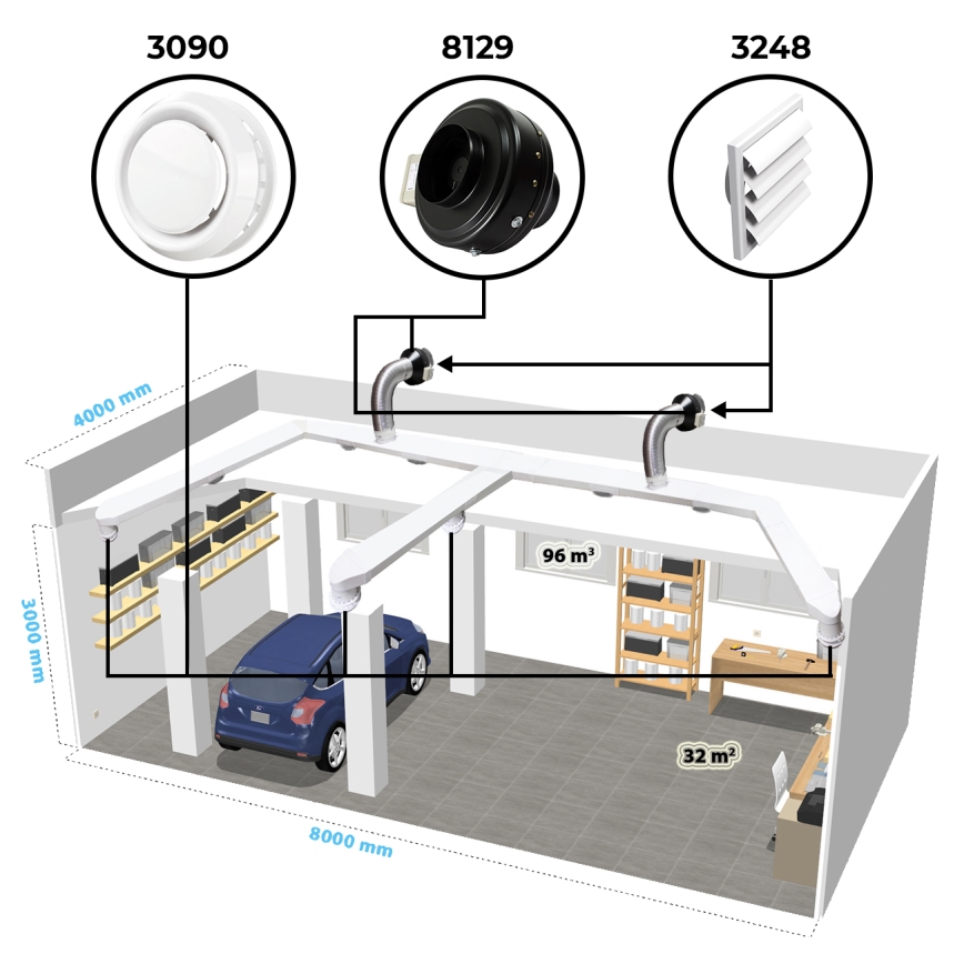 Dalap 8128 - Ventilador radial para condutas TURBINE M 100 60W/230V