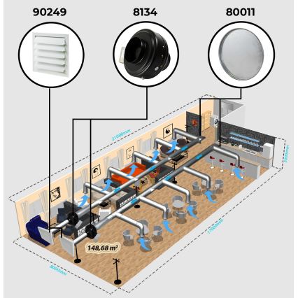 Dalap 8132 - Ventilador radial para conduta TURBINE M 200 150W/230V