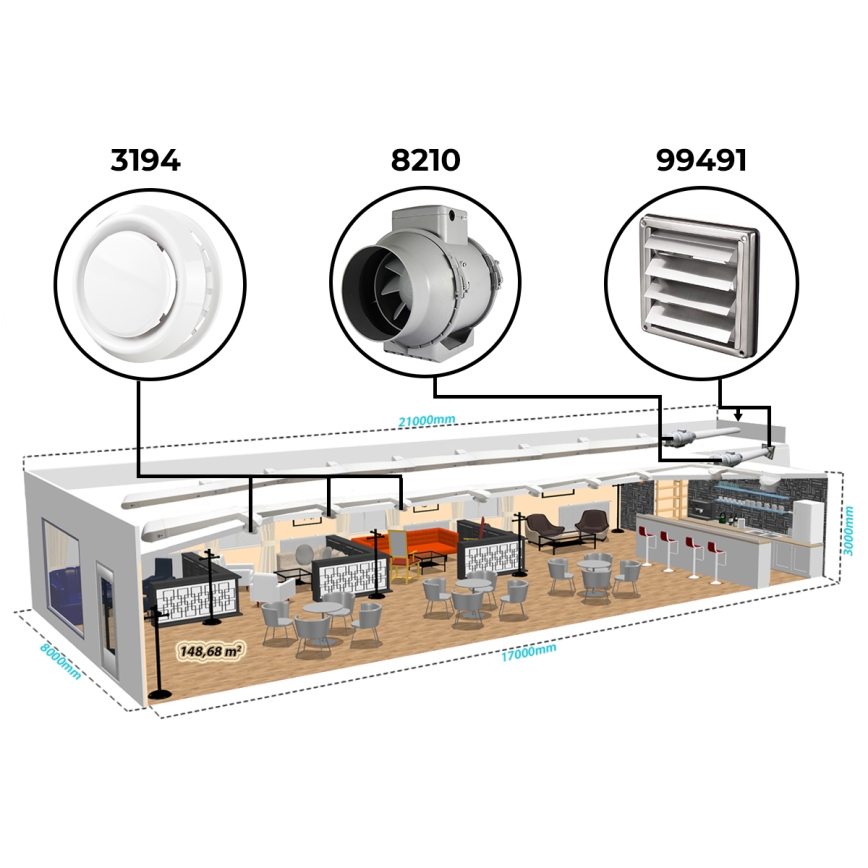 Dalap 8210 - Ventilador axial AP PROFI 150 50W/230V