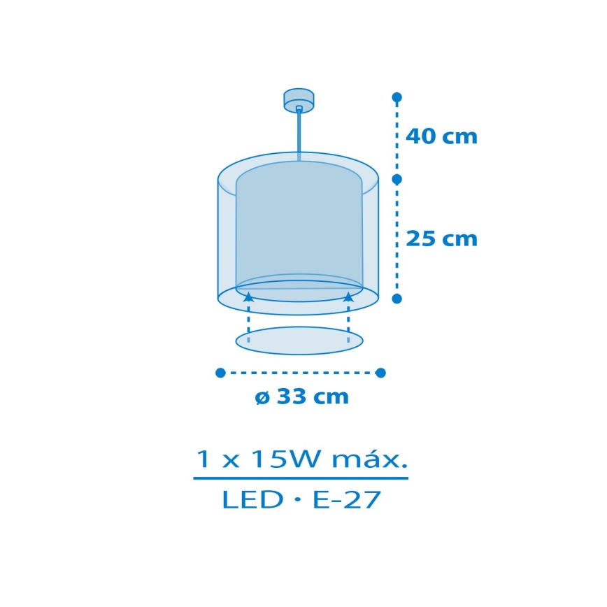 Dalber 40672 - Lustre infantil WORLD 1xE27/15W/230V azul