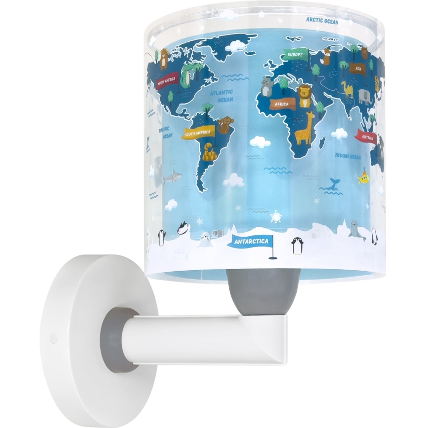 Dalber 40679 - Candeeiro de parede infantil WORLD 1xE27/15W/230V azul