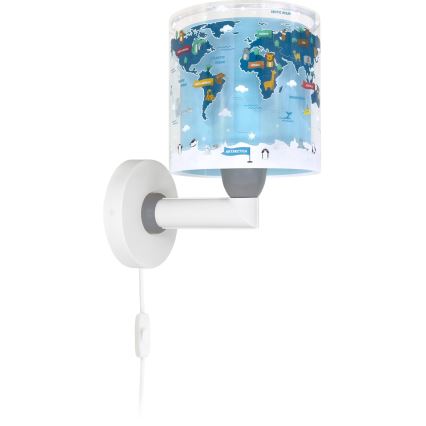 Dalber 40679 - Candeeiro de parede infantil WORLD 1xE27/15W/230V azul
