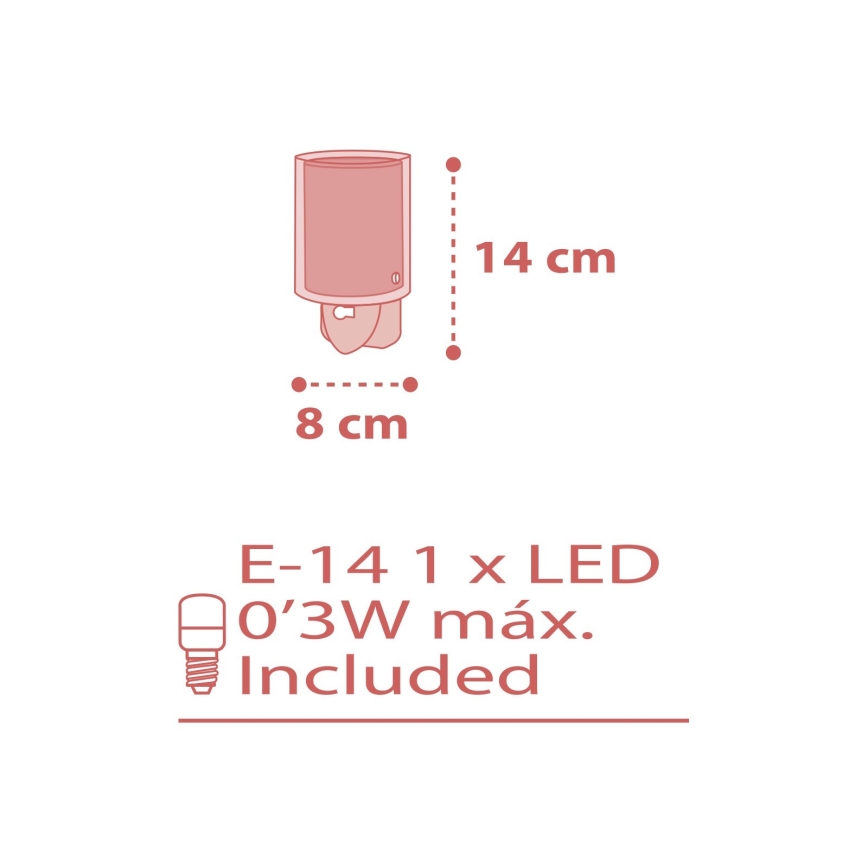 Dalber 41005S - Candeeiro LED pequeno para tomada DOTS 1xE14/0,5W/230V
