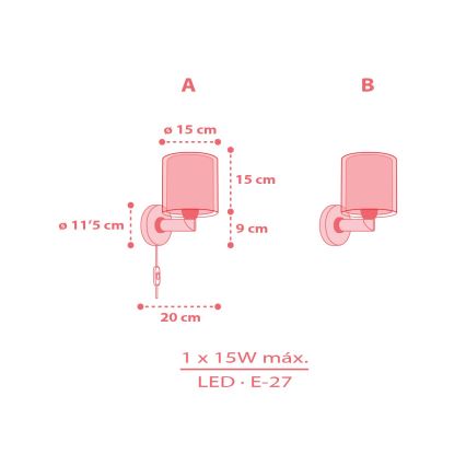 Dalber 41199 - Candeeiro de parede infantil RAINBOW 1xE27/15W/230V multicolorido
