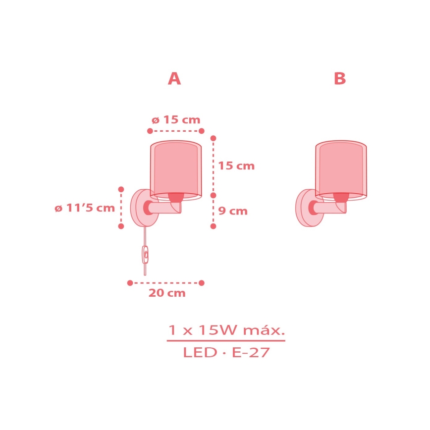 Dalber 41199 - Candeeiro de parede infantil RAINBOW 1xE27/15W/230V multicolorido