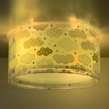 Dalber 41416H - Iluminação de teto de criança CLOUDS 2xE27/60W/230V verde