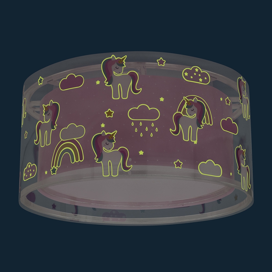 Dalber 41596 - Iluminação de teto de criança UNICORNS 2xE27/60W/230V