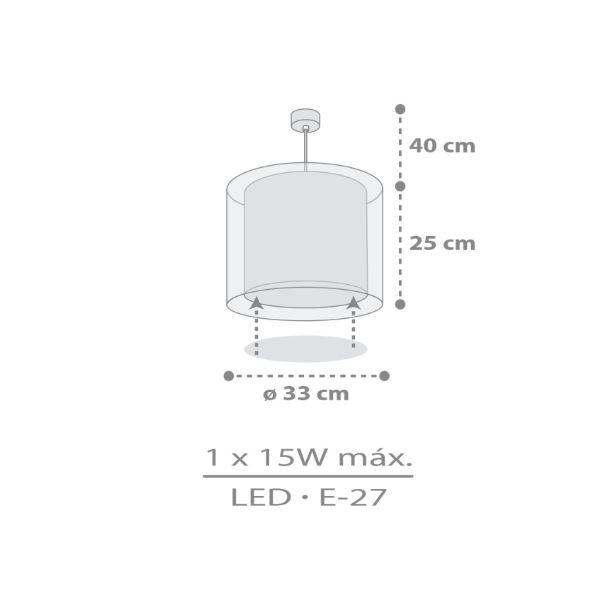 Dalber 41762E - Lustre infantil KAWAII FRIENDS 1xE27/15W/230V cinzento