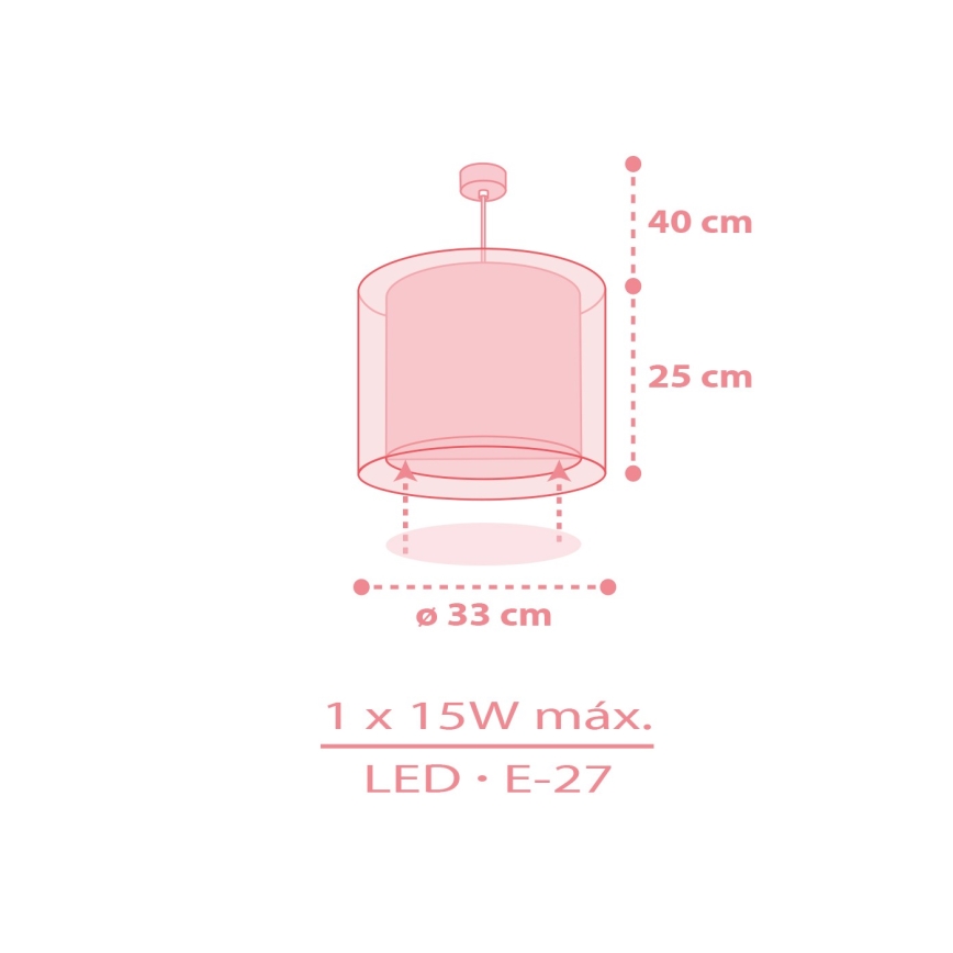 Dalber 41762S - Lustre infantil KAWAII FRIENDS 1xE27/15W/230V rosa