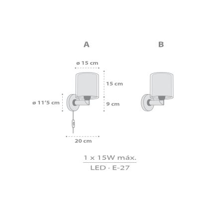 Dalber 41769E - Candeeiro de parede infantil KAWAII FRIENDS 1xE27/15W/230V cinzento