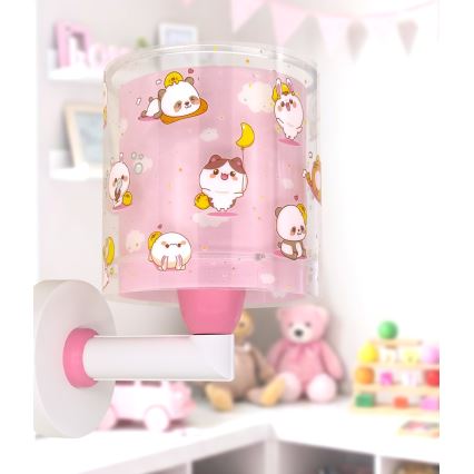 Dalber 41769S - Candeeiro de parede infantil KAWAII FRIENDS 1xE27/15W/230V rosa