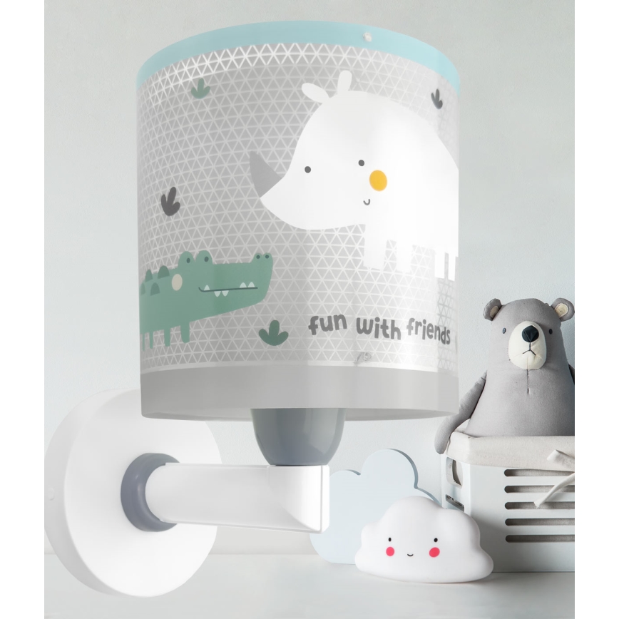 Dalber 60629 - Aplique de parede infantil RHICO AND CROCO 1xE27/15W/230V