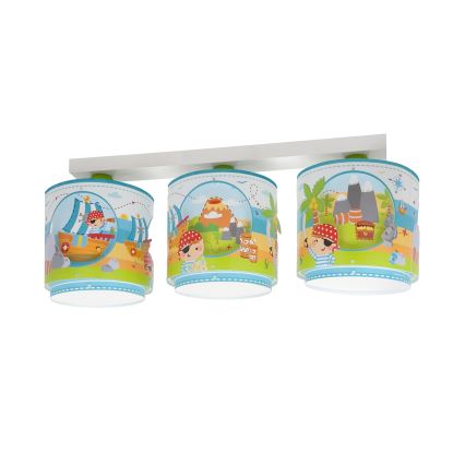 Dalber 60653 - Iluminação de teto para crianças PIRATA ISLAND 3xE27/15W/230V