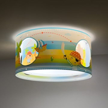 Dalber 60656 - Iluminação de teto para crianças PIRATA ISLAND 2xE27/15W/230V
