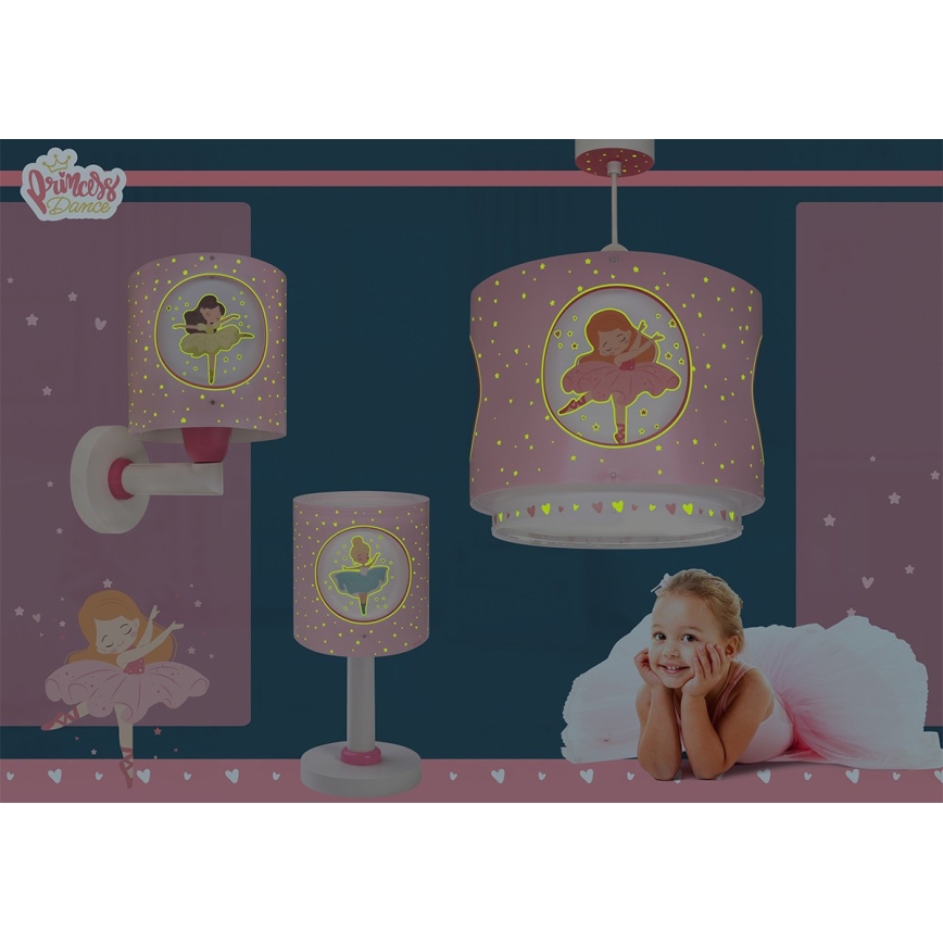 Dalber 60919 - Candeeiro de parede infantil PRINCESS DANCE 1xE27/15W/230V rosa