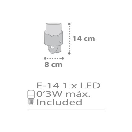 Dalber 61235E - Candeeiro LED pequeno para tomada MOON 1xE14/0,5W/230V
