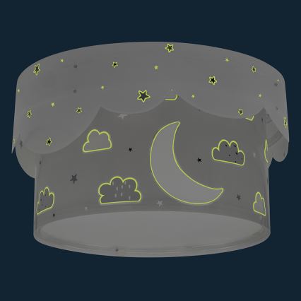 Dalber 61236E - Iluminação de teto de criança MOON 2xE27/60W/230V cinzento