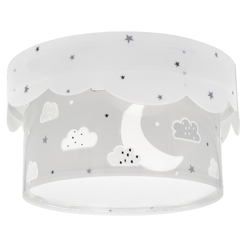Dalber 61236E - Iluminação de teto de criança MOON 2xE27/60W/230V cinzento