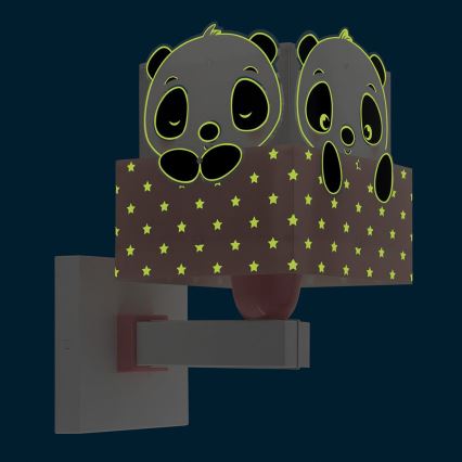 Dalber 63169S - Iluminação de parede de criança PANDA 1xE27/60W/230V rosa