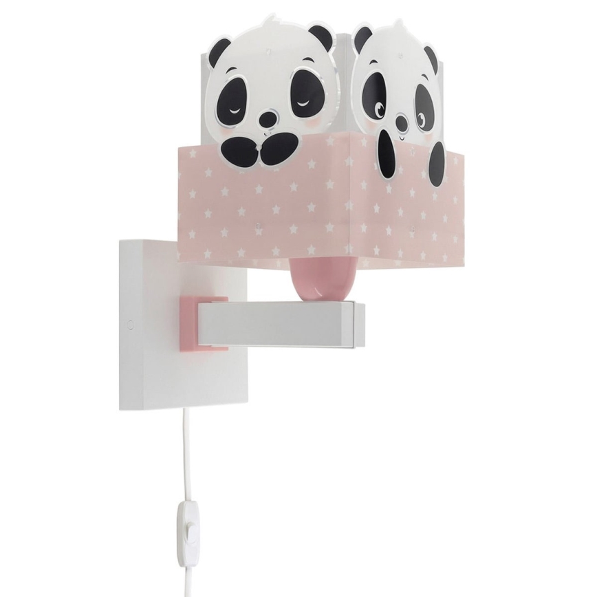 Dalber 63169S - Iluminação de parede de criança PANDA 1xE27/60W/230V rosa