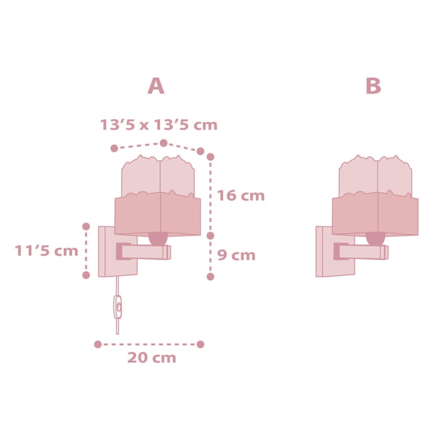 Dalber 63169S - Iluminação de parede de criança PANDA 1xE27/60W/230V rosa