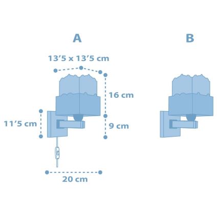 Dalber 63169T - Iluminação de parede de criança PANDA 1xE27/60W/230V azul