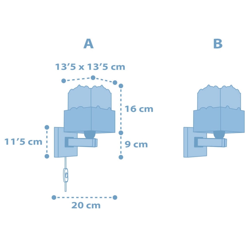 Dalber 63169T - Iluminação de parede de criança PANDA 1xE27/60W/230V azul