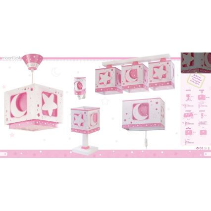 Dalber 63233NS - Luz de teto de criança MOON LIGHT 3xE27/60W/230V rosa