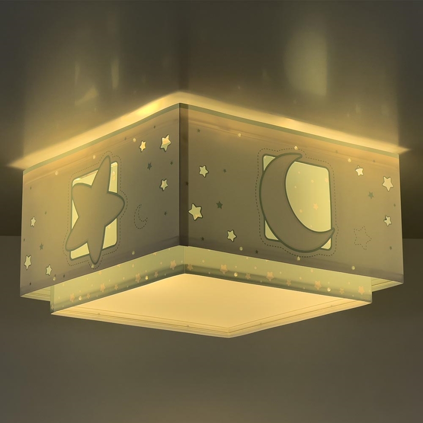Dalber 63236H - Iluminação de teto de criança MOONLIGHT 2xE27/60W/230V verde