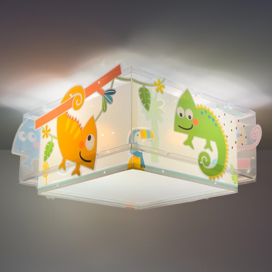 Dalber 63316 - Candeeiro de teto infantil HAPPY JUNGLE 2xE27/15W/230V