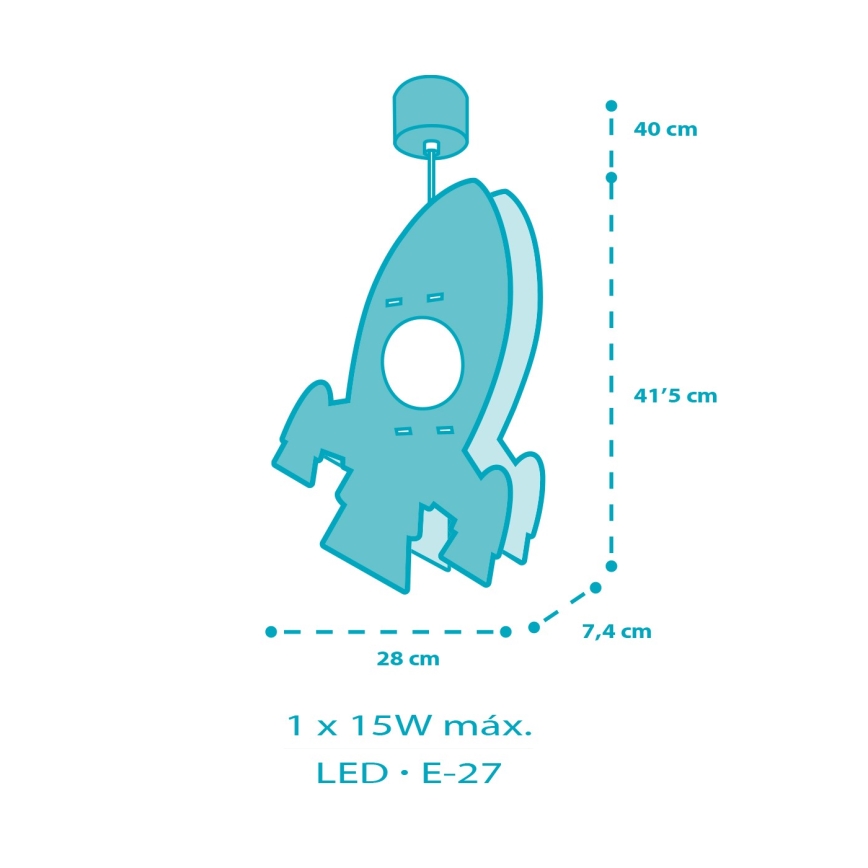 Dalber 63357 - Candeeiro de criança ROCKET 1xE27/15W/230V