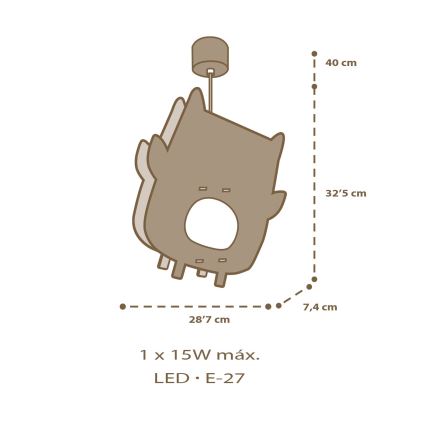 Dalber 63397 - Candeeiro de criança OWL 1xE27/15W/230V