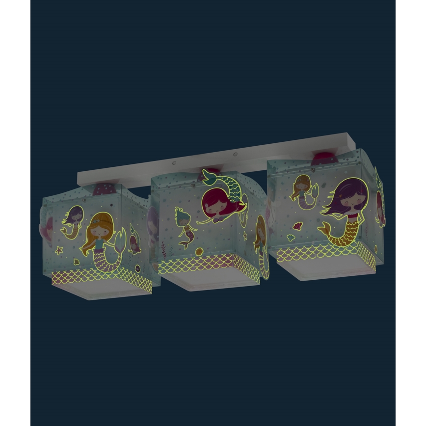 Dalber 63443 - Iluminação de teto de criança MERMAIDS 3xE27/60W/230V