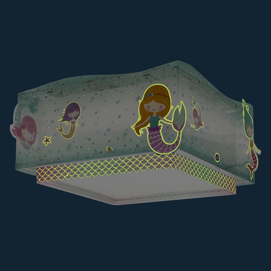 Dalber 63446 - Iluminação de teto de criança MERMAIDS 2xE27/60W/230V