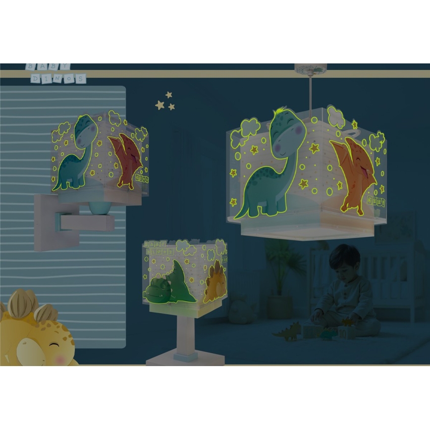 Dalber 63452 - Lustre infantil BABY DINOS 1xE27/15W/230V multicolorido